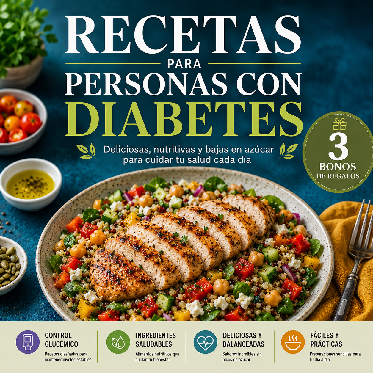 RECETAS PARA PERSONAS CON DIABETES + 3 BONOS DE REGALO!