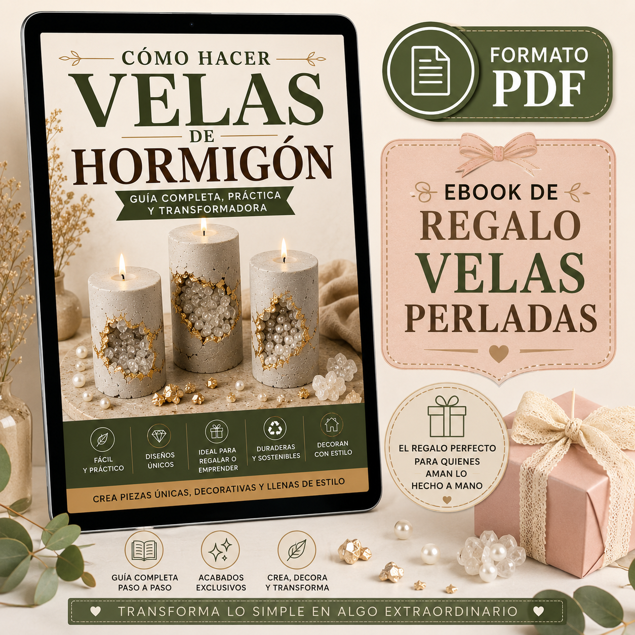 VELAS DE HORMIGÓN + 1 EBOOK DE REGALO!