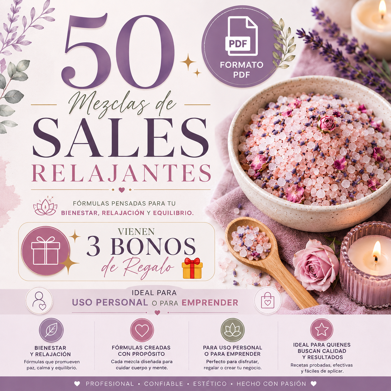 30 Mezclas de Sales Relajantes + 3 Super bonos de Regalo 🎁