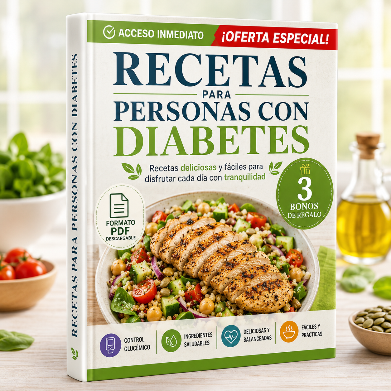 RECETAS PARA PERSONAS CON DIABETES + 3 BONOS DE REGALO!