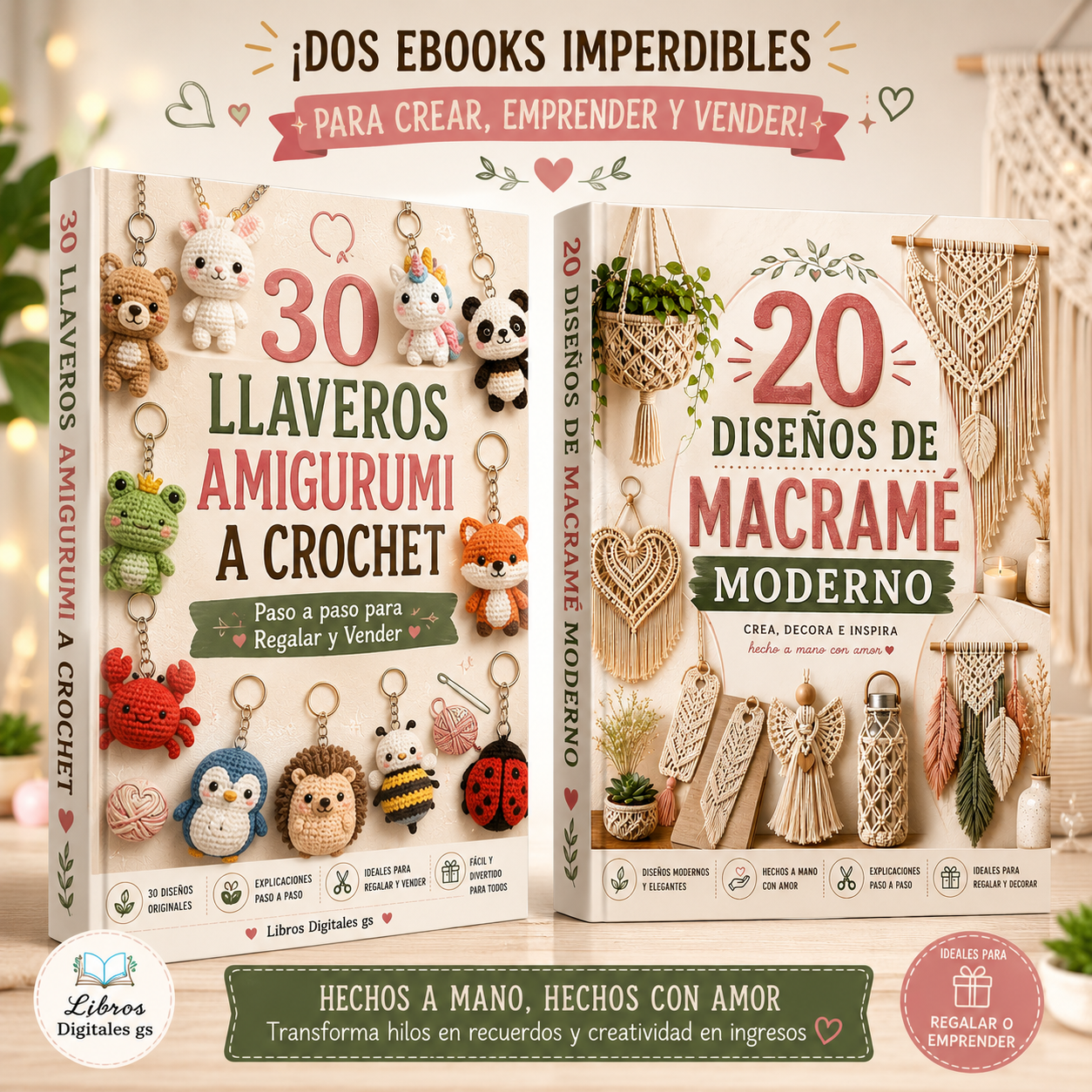 30 LLAVEROS A CROCHET + 20 DISEÑOS DE MACRAMÉ MODERNO